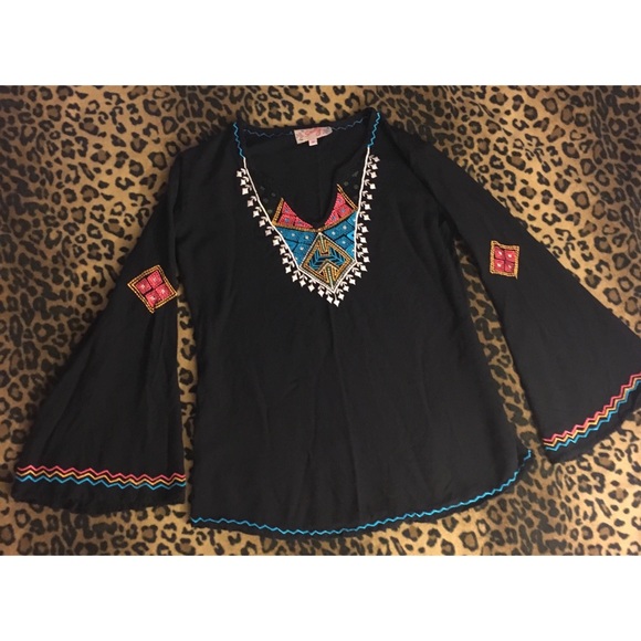 Scully Tops - Scully embroidered boho top